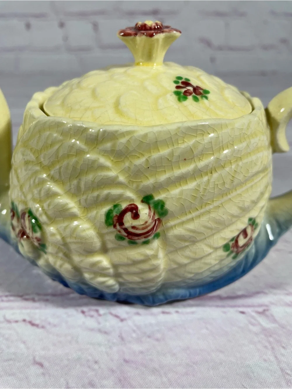 Vintage 1920’s-1930’s Marutomoware Ceramic Floral Swan Teapot Made in Japan